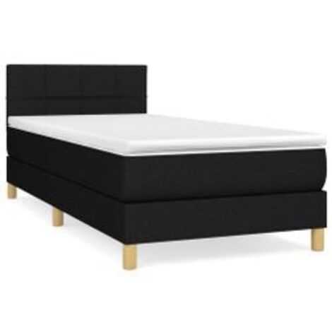 Sommier à lattes de lit avec matelas Noir 90x200 Tissu (1/5)