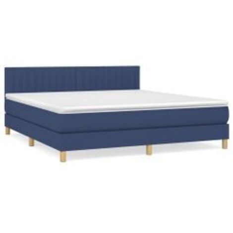 Sommier à lattes de lit avec matelas Bleu 160x200 Tissu (1/5)