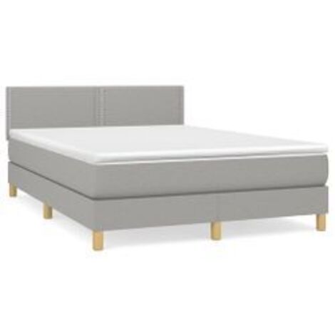 Sommier à lattes de lit avec matelas Gris clair 140x190 Tissu (1/5)