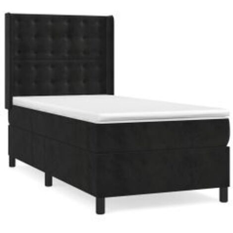 Sommier à lattes de lit avec matelas Noir 90x190 Velours (1/5)