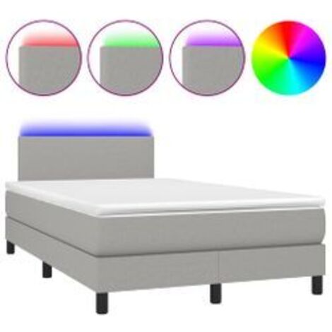 Sommier à lattes de lit matelas LED Gris clair 120x200 Tissu (1/5)