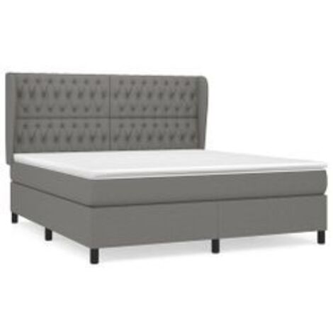 Sommier à lattes de lit avec matelas Gris foncé 180x200 Tissu (1/5)
