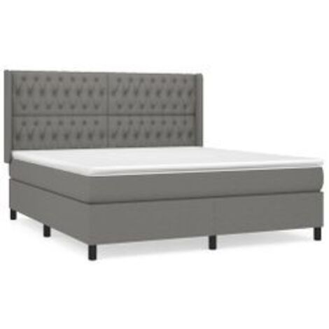 Sommier à lattes de lit avec matelas Gris foncé 180x200 Tissu (1/5)