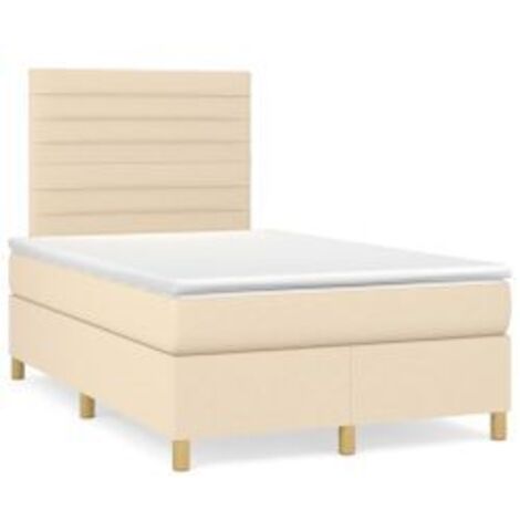 Sommier à lattes de lit avec matelas Crème 120x200 Tissu (1/5)