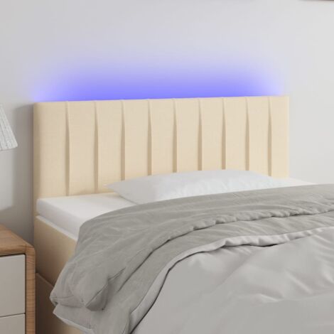 Tête de lit à LED Crème 100x5x78-88 Tissu (1/5)