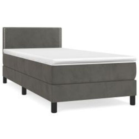 Sommier à lattes de lit et matelas Gris foncé 90x200 Velours (1/5)
