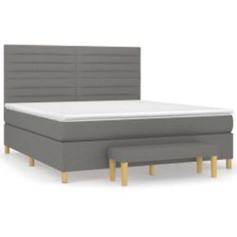 Sommier à lattes de lit avec matelas Gris foncé 160x200 Tissu (1/5)