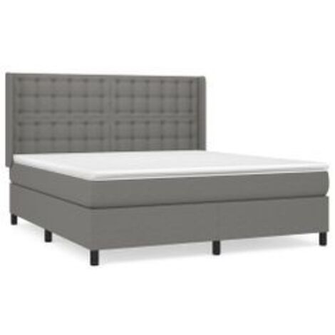 Sommier à lattes de lit avec matelas Gris foncé 180x200 Tissu (1/5)