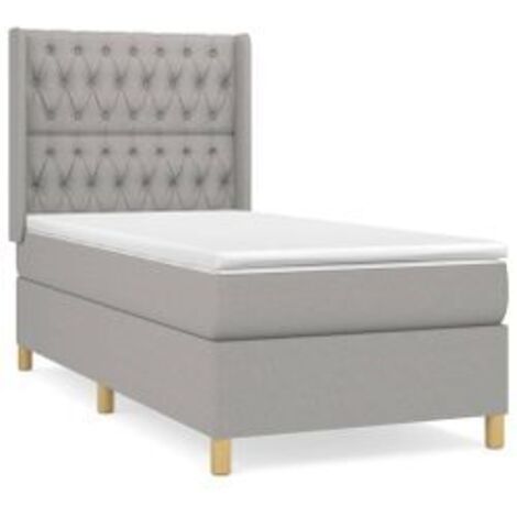 Sommier à lattes de lit avec matelas Gris clair 90x200 Tissu (1/5)