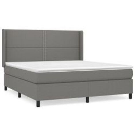 Sommier à lattes de lit avec matelas Gris foncé 180x200 Tissu (1/5)