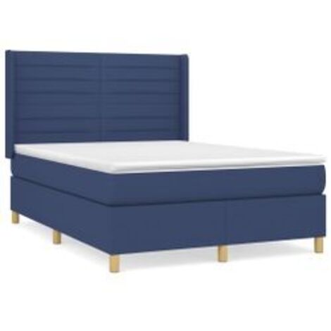 Sommier à lattes de lit avec matelas Bleu 140x200 Tissu (1/5)