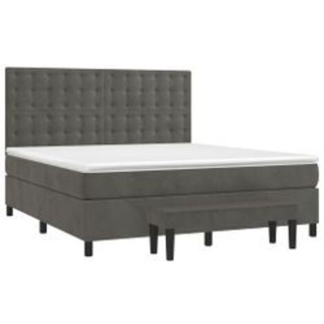 Sommier à lattes de lit et matelas Gris foncé 180x200 Velours (1/5)