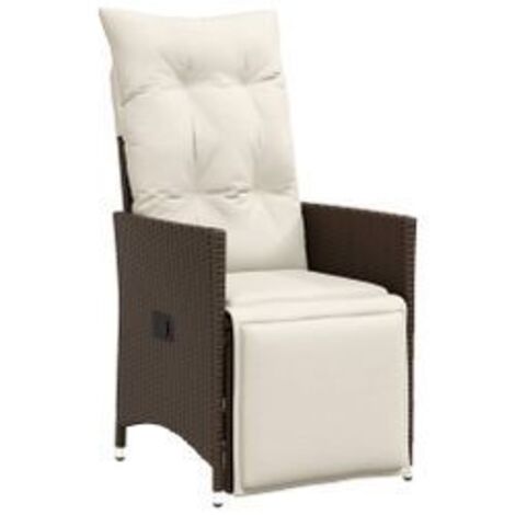 Chaise inclinable de jardin avec coussins marron résine tressée (1/5)
