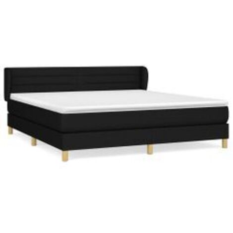 Sommier à lattes de lit avec matelas Noir 180x200 Tissu (1/5)