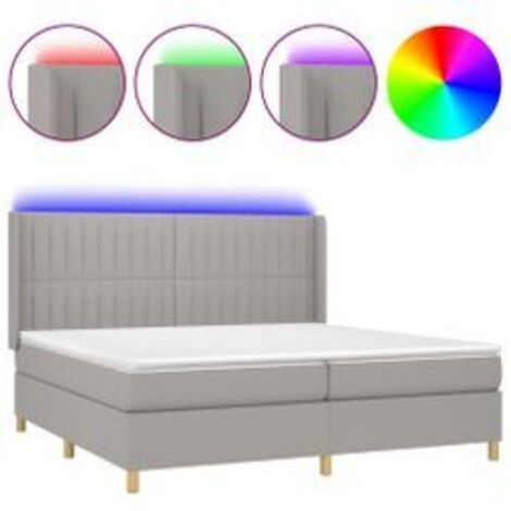 Sommier à lattes de lit matelas LED Gris clair 200x200 Tissu (1/5)