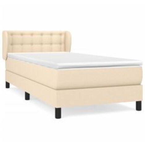 Sommier à lattes de lit et matelas Crème 90x190 Tissu (1/5)