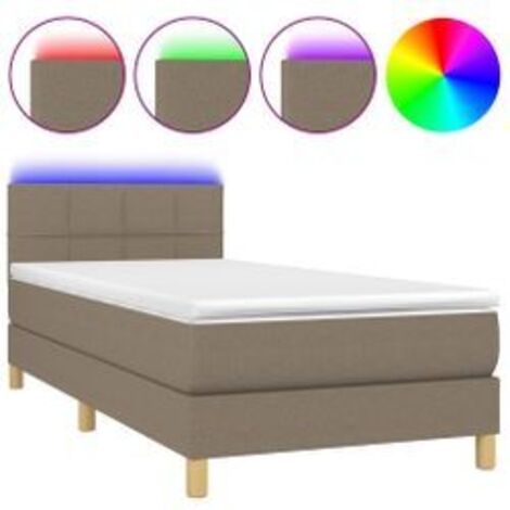 Sommier à lattes de lit avec matelas LED Taupe 90x200 Tissu (1/5)