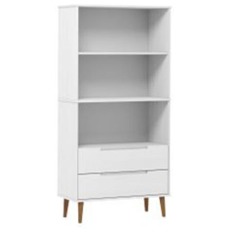 Bibliothèque MOLDE Blanc 85x35x170,5 Bois massif de pin (1/5)
