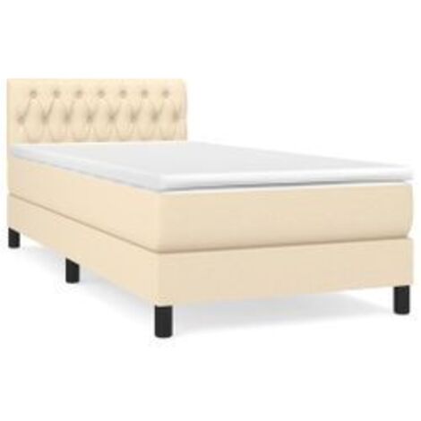 Sommier à lattes de lit et matelas Crème 90x190 Tissu (1/5)