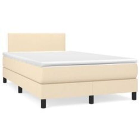 Sommier à lattes de lit avec matelas Crème 120x200 Tissu (1/5)