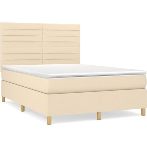 Sommier à lattes de lit avec matelas Crème 140x190 Tissu (1/5)