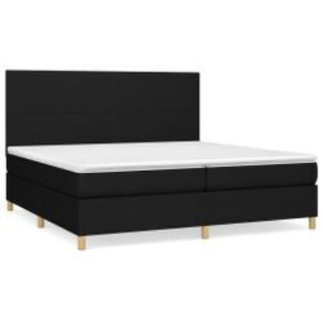 Sommier à lattes de lit avec matelas Noir 200x200 Tissu (1/5)