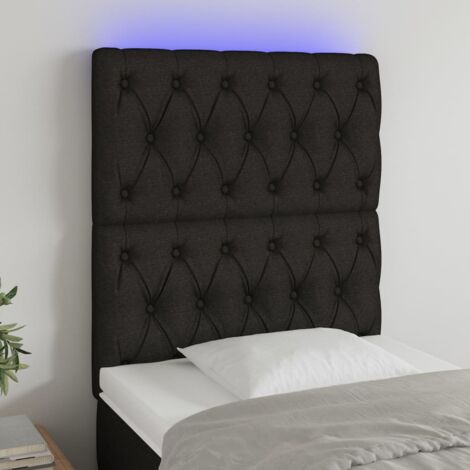 Tête de lit à LED Noir 80x7x118-128 Tissu (1/5)