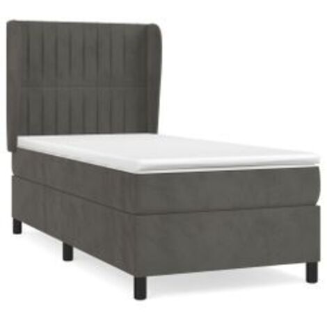 Sommier à lattes de lit et matelas Gris foncé 90x200 Velours (1/5)