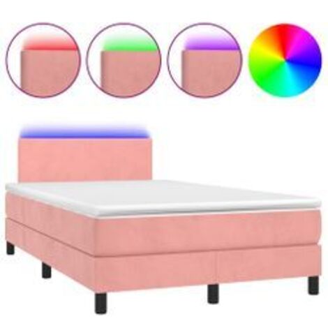 Sommier à lattes de lit avec matelas LED Rose 120x200 Velours (1/5)