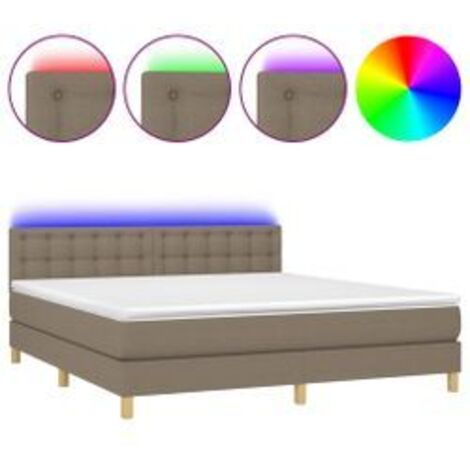 Sommier à lattes de lit avec matelas LED Taupe 160x200 Tissu (1/5)