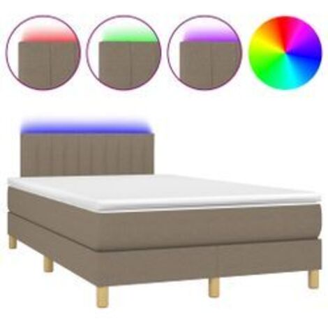 Sommier à lattes de lit avec matelas LED Taupe 120x200 Tissu (1/5)