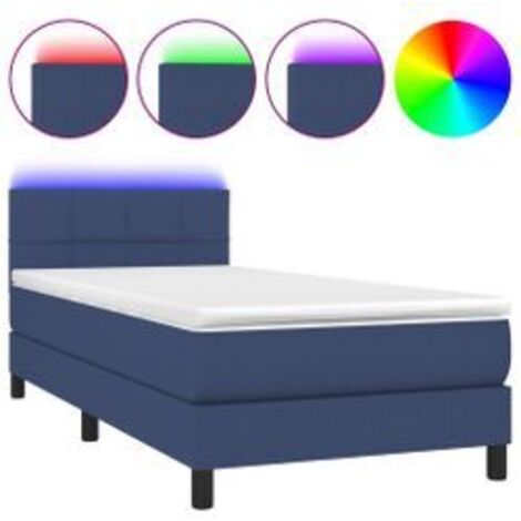 Sommier à lattes de lit avec matelas et LED Bleu 80x200 Tissu (1/5)