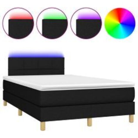 Sommier à lattes de lit avec matelas LED Noir 120x200 Tissu (1/5)