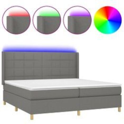 Sommier à lattes de lit matelas LED Gris foncé 200x200 Tissu (1/5)