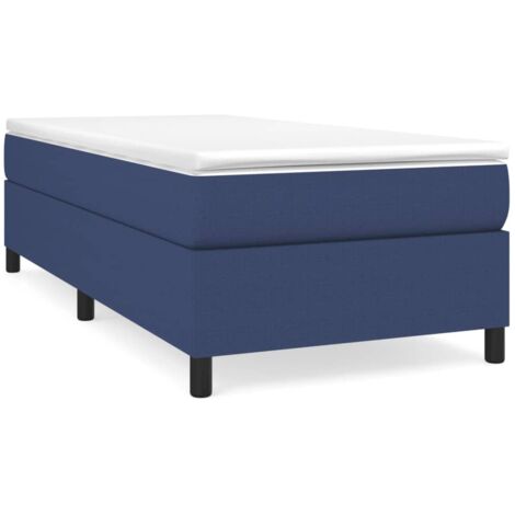Sommier à lattes de lit avec matelas Bleu 90x190 Tissu (1/5)