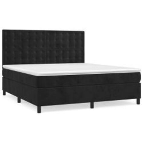 Sommier à lattes de lit avec matelas Noir 180x200 Velours (1/5)