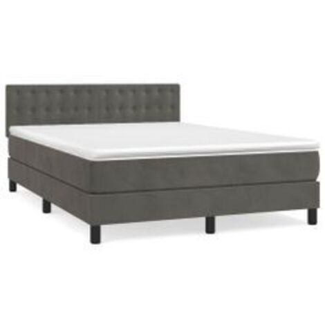 Sommier à lattes de lit et matelas Gris foncé 140x190 Velours (1/5)