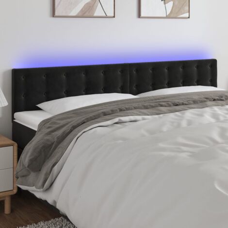 Tête de lit à LED Noir 200x5x78-88 Velours (1/5)