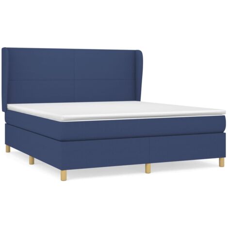 Sommier à lattes de lit avec matelas Bleu 160x200 Tissu (1/5)