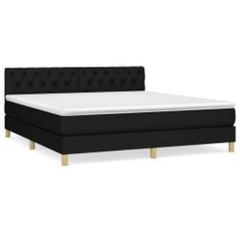 Sommier à lattes de lit avec matelas Noir 160x200 Tissu (1/5)