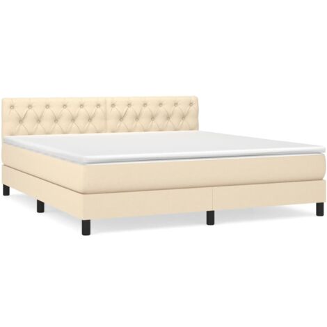 Sommier à lattes de lit avec matelas Crème 160x200 Tissu (1/5)