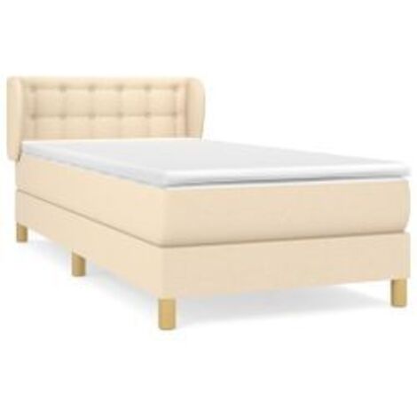 Sommier à lattes de lit avec matelas Crème 90x200 Tissu (1/5)