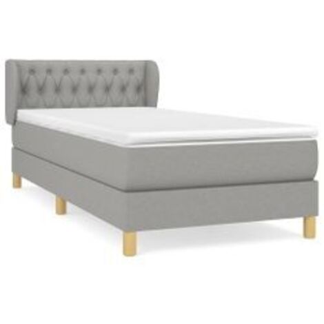 Sommier à lattes de lit avec matelas Gris clair 100x200 Tissu (1/5)