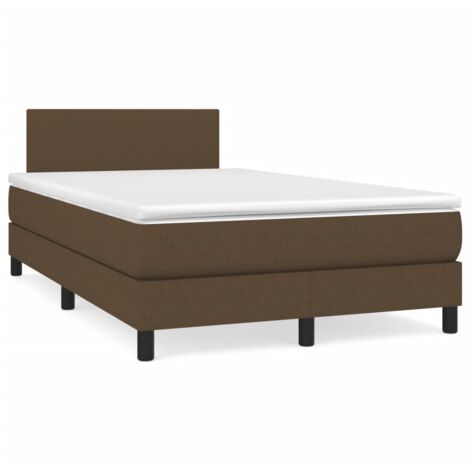 Sommier à lattes de lit matelas et LED marron foncé 120x190 (1/5)