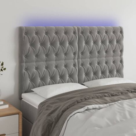 Tête de lit à LED Gris clair 160x7x118-128 Velours (1/5)