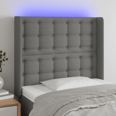 Tête de lit à LED Gris foncé 93x16x118-128 Tissu (1/5)