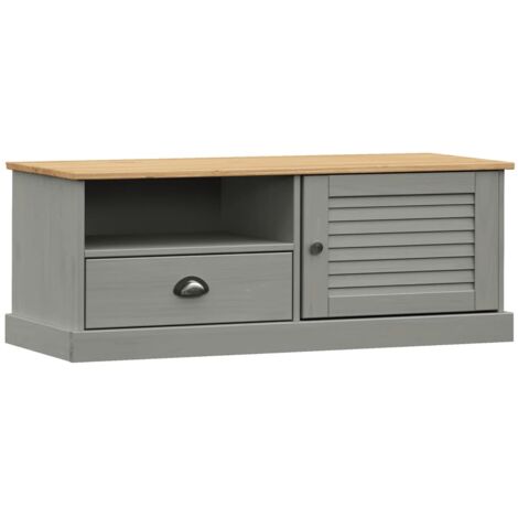 Meuble TV VIGO gris 106x40x40 bois massif de pin (1/5)