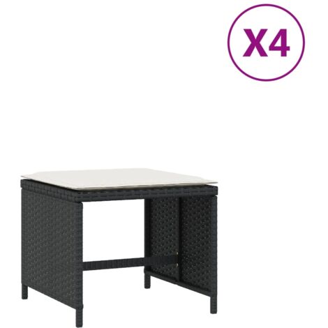 Tabourets de jardin avec coussins 4 pcs noir 40x40x35 rotin (1/5)