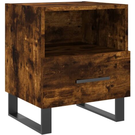 Table de chevet chêne fumé 40x35x47,5 bois d’ingénierie (1/5)