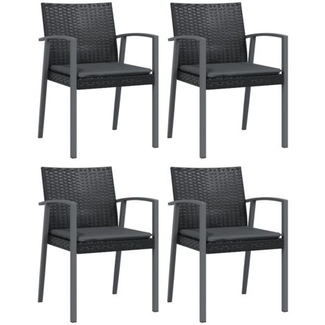 Chaises de jardin et coussins lot de 4 noir 56,5x57x83 rotin (1/5)
